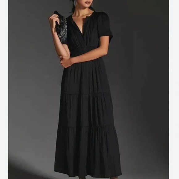 Anthropologie Dresses & Skirts - Anthropologie The Somerset Limited Edition Black Satin Maxi Dress Size Small